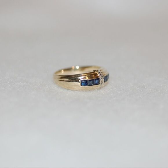 Vintage art deco sapphire and diamond band - Picture 2 of 4